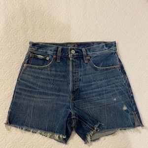 Abercrombie high rise mid length denim shorts